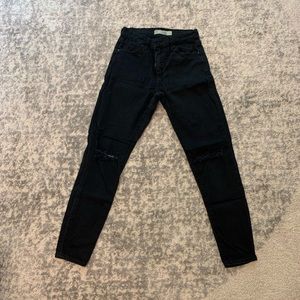 Topshop Moto Leigh Black Distressed Pants Size 25